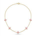 Pink Flower Charm Chain Necklace