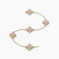Gold Pink Floral Charm Bracelet