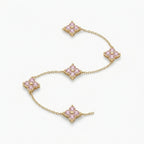 Gold Pink Floral Charm Bracelet