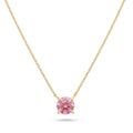 Gold Pink Solitaire Pendant Necklace