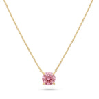 Gold Pink Solitaire Pendant Necklace