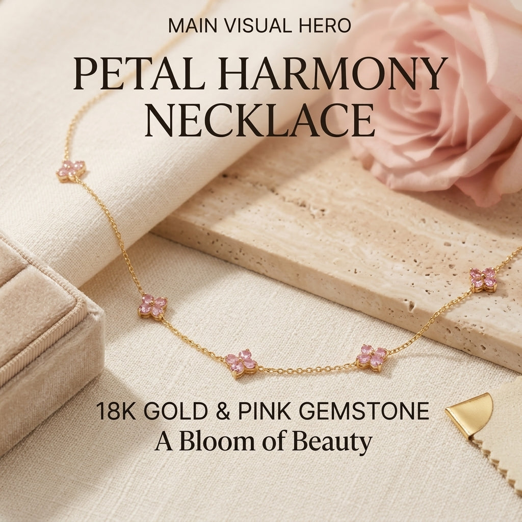 Pink Flower Charm Chain Necklace