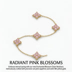 Gold Pink Floral Charm Bracelet