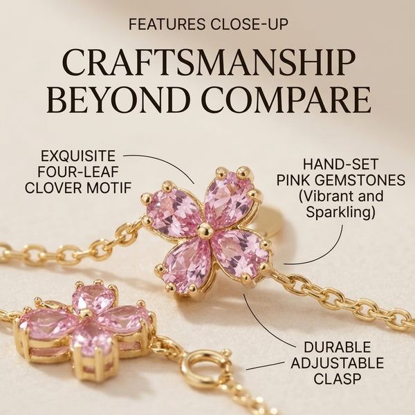 Pink Flower Charm Chain Necklace