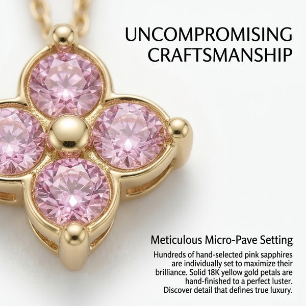 Gold Pink Floral Charm Bracelet