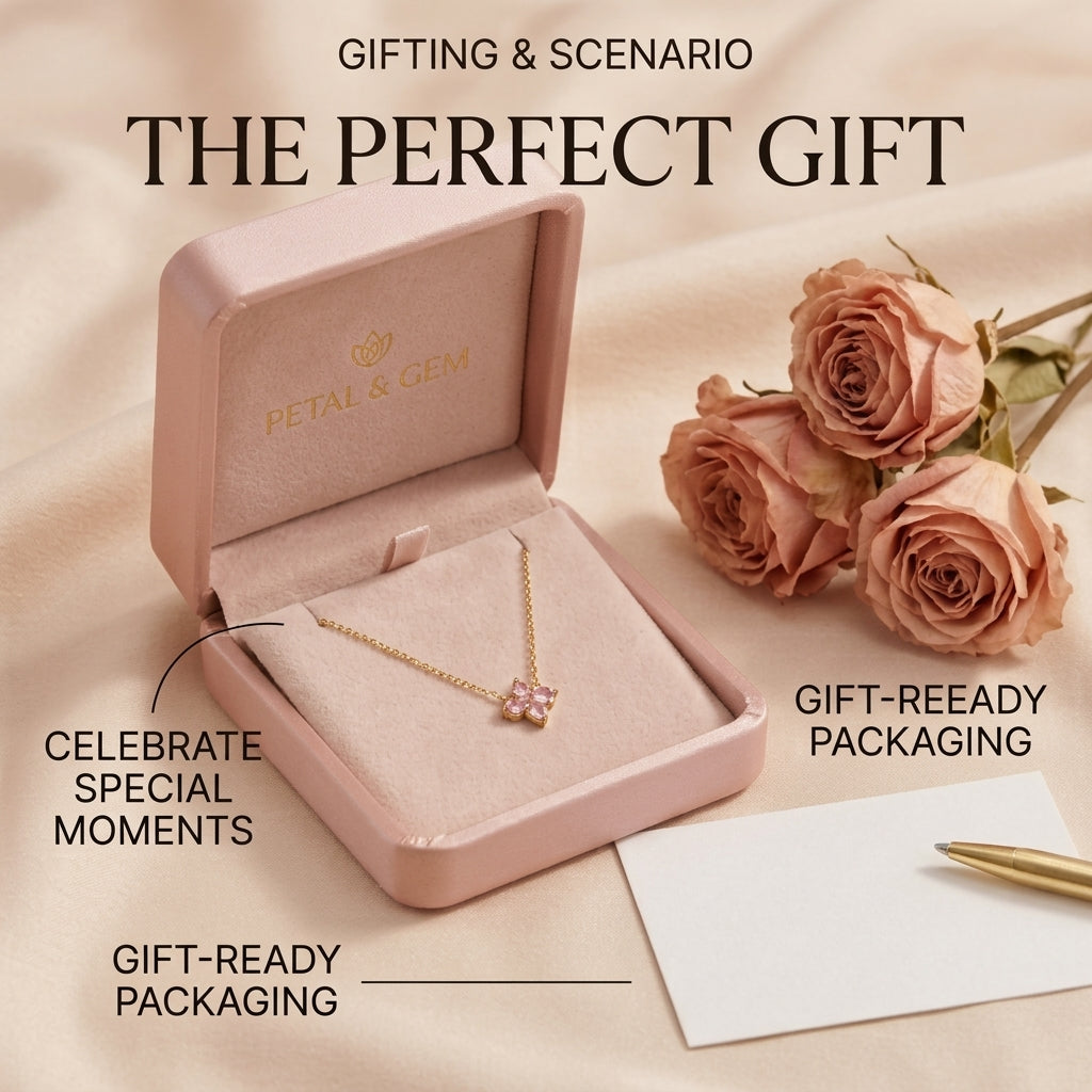 Pink Flower Charm Chain Necklace