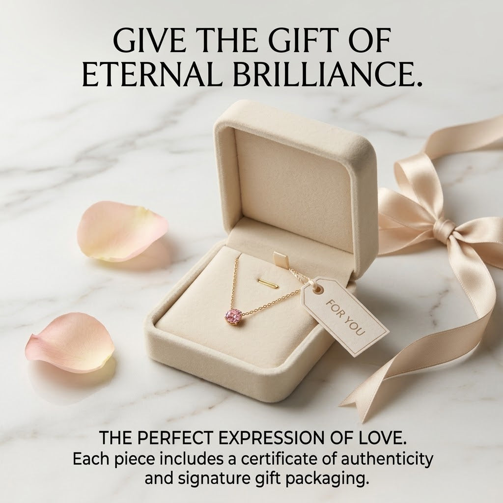 Gold Pink Solitaire Pendant Necklace