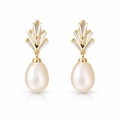 Gold Fan Crystal Pearl Drop Earrings