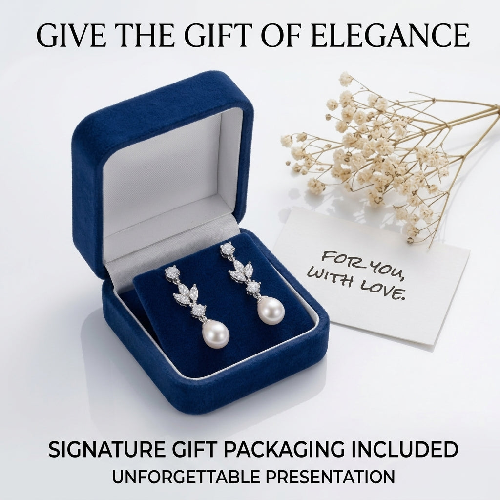 Silver Crystal Pearl Drop Earrings