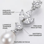 Silver Crystal Pearl Drop Earrings