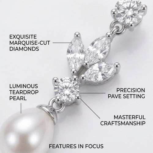 Silver Crystal Pearl Drop Earrings